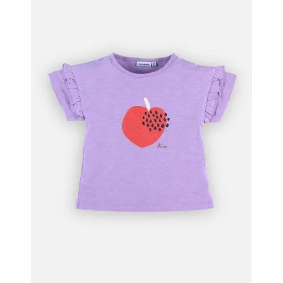 T-shirt Manches Courtes Imprimé Pomme Violet