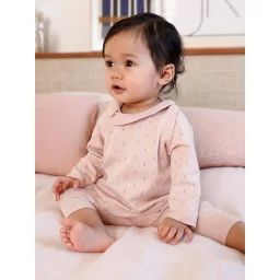 Ensemble en tricot pull à collerette et pantalon bébé rose nude