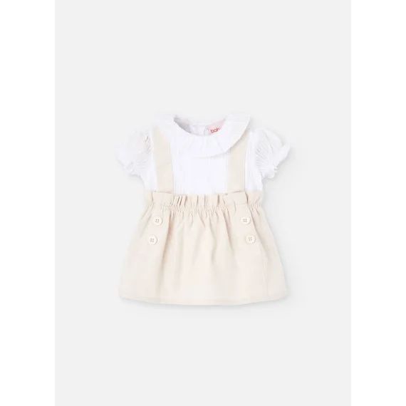 Robe Effet 2 En 1 À Manches Courtes Beige