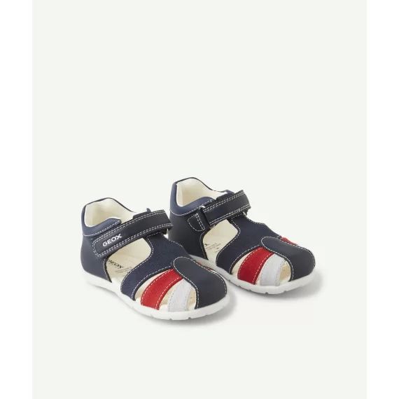 Les sandales bleu marine avec détails rouges et gris –  – Soldes