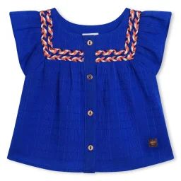 Blouse en gaze de coton Fille Bleu