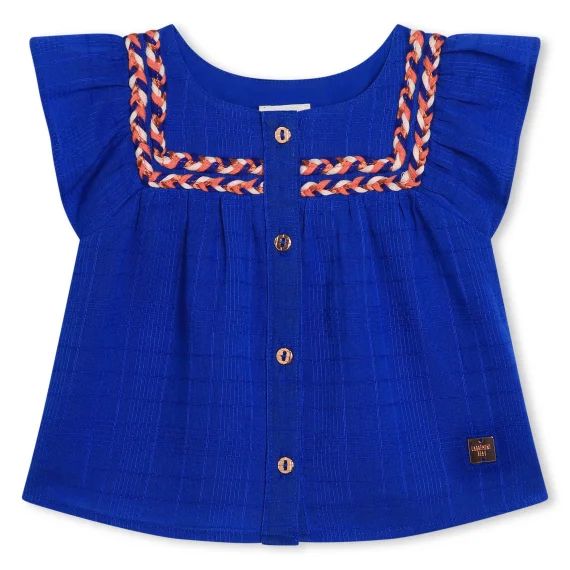 Blouse en gaze de coton Fille Bleu