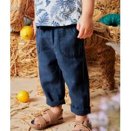 Pantalon fluide bébé garçon bleu marine avec poches –  – Soldes