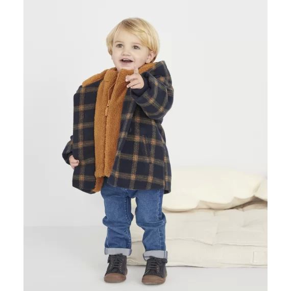 Duffle-coat à carreaux en rembourrage recyclé bébé garçon –  – Soldes