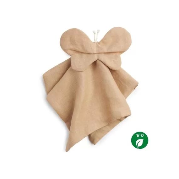 Doudou plat papillon Lin français sand