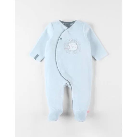Pyjama 1 Pièce Lion En Velours Ciel Bleu