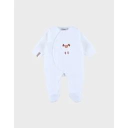 Pyjama Bébé En Velours Avec Broderie Mouton Blanc