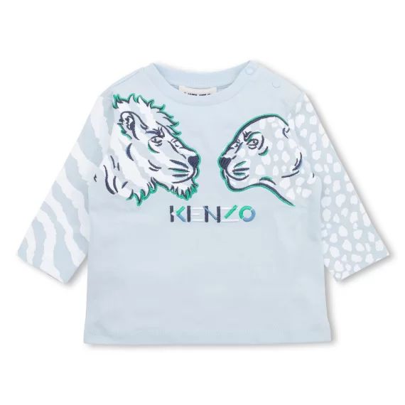 T-shirt pressionné en coton Garçon Bleu
