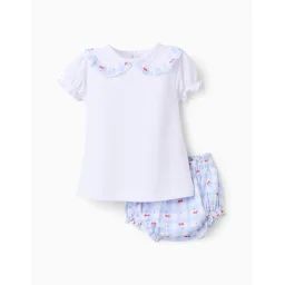 Pyjama En Coton À Volants Blanc
