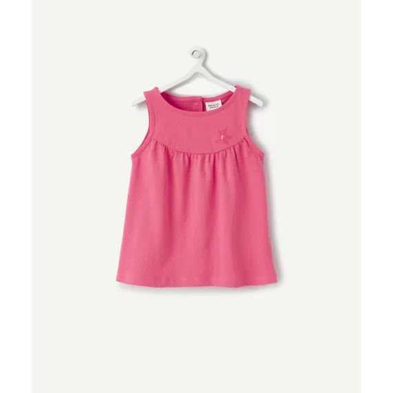 T-shirt sans manches bébé fille en coton bio rose fushia –  – Soldes