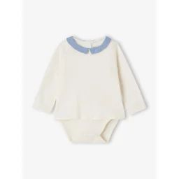T-shirt body col fantaisie bébé personnalisable écru