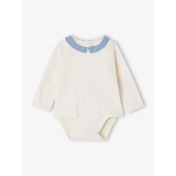 T-shirt body col fantaisie bébé personnalisable écru