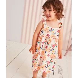 Robe bébé fille écru imprimé tropical en coton bio –  – Soldes