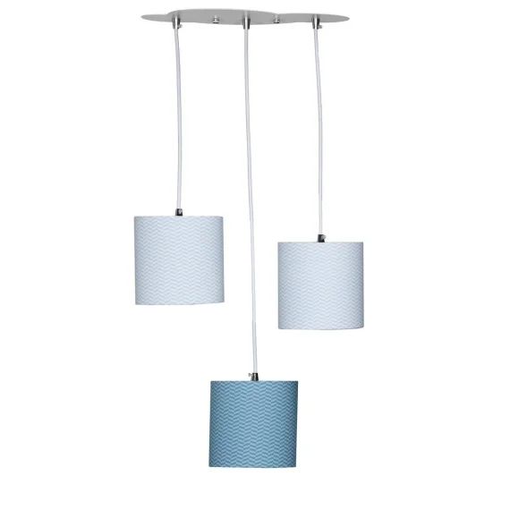 Suspension Lumineuse Trio Plafonnier En Coton Bleu