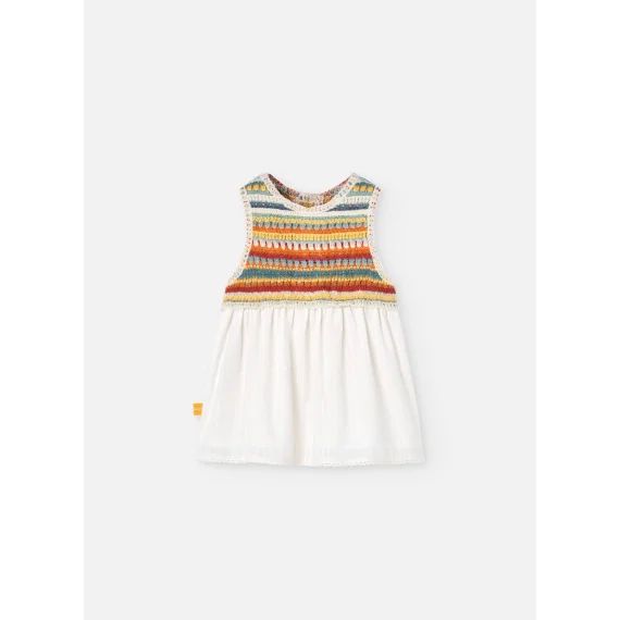 Robe Combinée Sans Manches Blanc