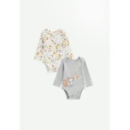Lot De 2 Bodies Bébé Manches Longues Petit Loup Gris