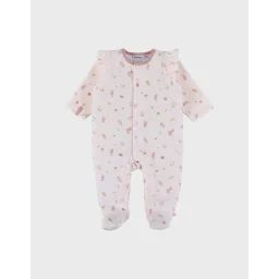 Pyjama Bébé En Velours À Volants Rose