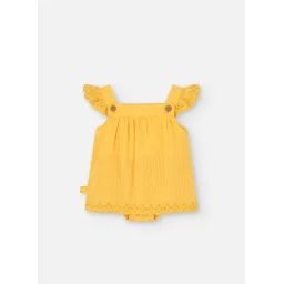 Robe En Coton Avec Volants Jaune