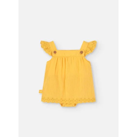 Robe En Coton Avec Volants Jaune