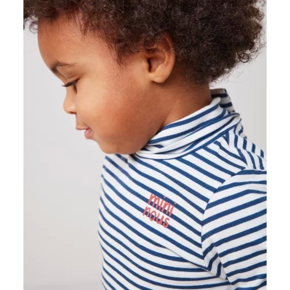Sous-pull bébé garçon en coton bio imprimé à rayures marine