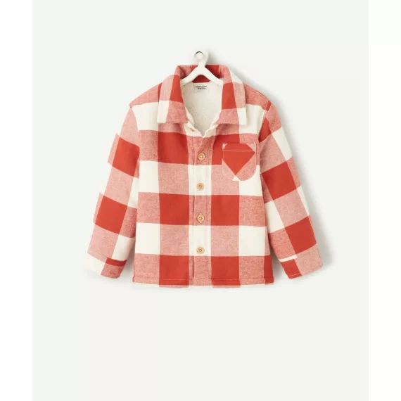 Chemise bébé garçon en rembourrage recyclé et à carreaux rouille