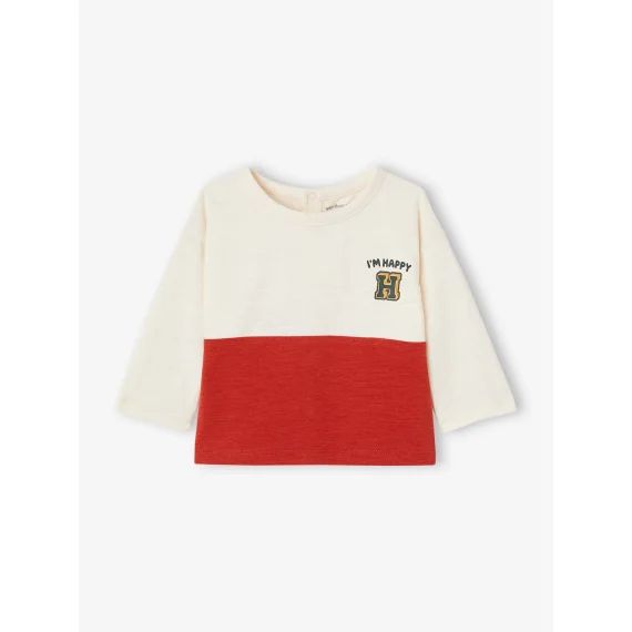 T-shirt colorblock bébé garçon en coton bio rouge