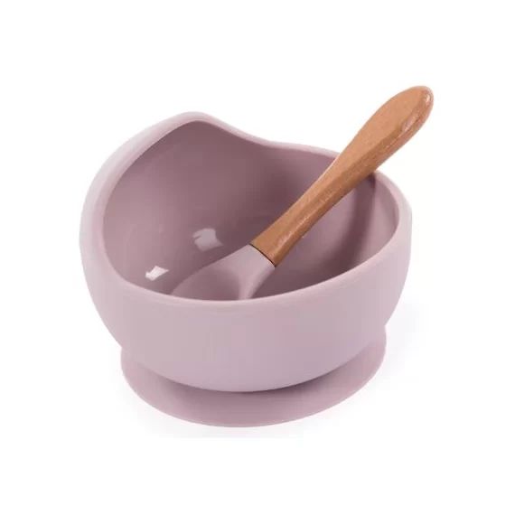 Bol ventouse et cuillère rose