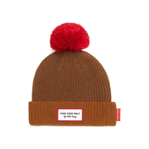 Bonnet Block Brownie avec pompon (9-18 mois)