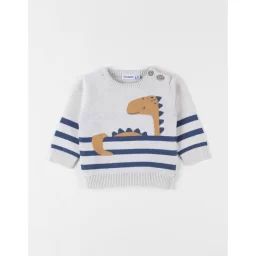 Pull Dino En Coton Chiné Beige