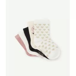 Lot de 5 chaussettes bébé fille en coton rose blanc et gris –  – Soldes