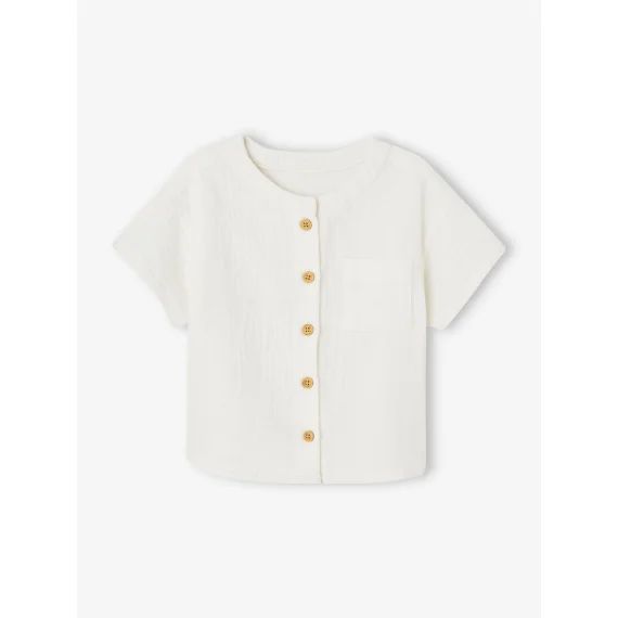 Chemise manches courtes bébé en gaze de coton écru