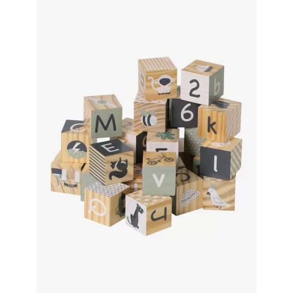 Cubes alphabet en bois FSC® multicolore