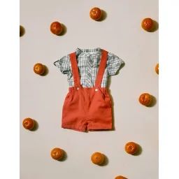 Salopette En Coton Et Lin Rouge