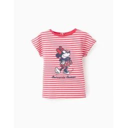 T-shirt En Coton À Rayures Minnie Rouge