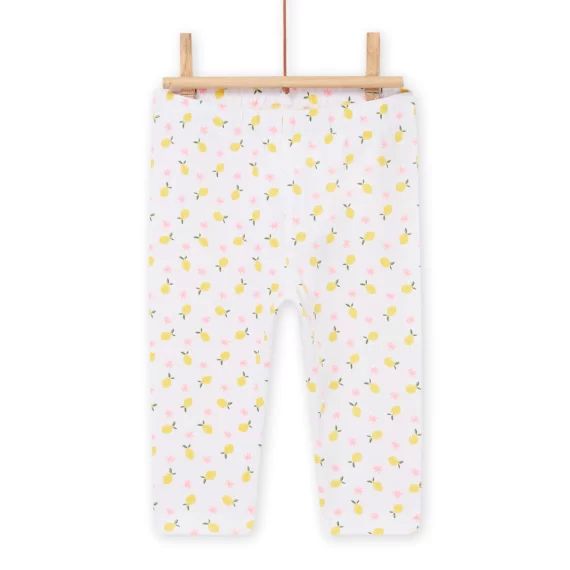 Legging Blanc À Imprimé Citron Et Fleur Bébé Fille