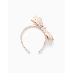 Bandeau Floral Avec Nœud Beige Clair