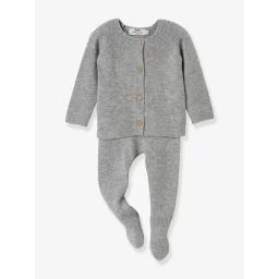 Ensemble bébé en tricot CYRILLUS gris chiné