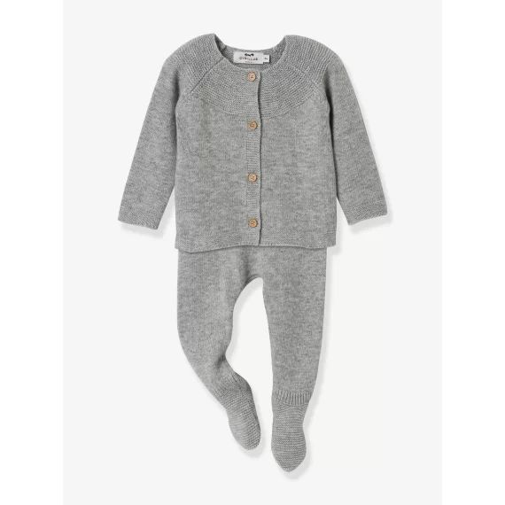 Ensemble bébé en tricot CYRILLUS gris chiné