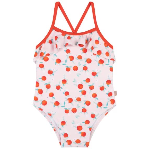Maillot imprimé à volants Fille Rose