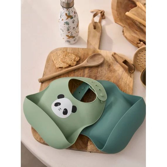 Lot de 2 bavoirs en silicone vert sauge