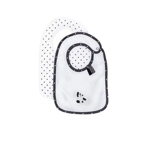 SAUTHON Lot de 2 bavoirs bébé Panda Chao Chao blanc