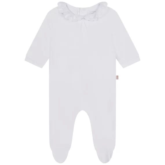 Pyjama en coton à col brodé Fille Blanc