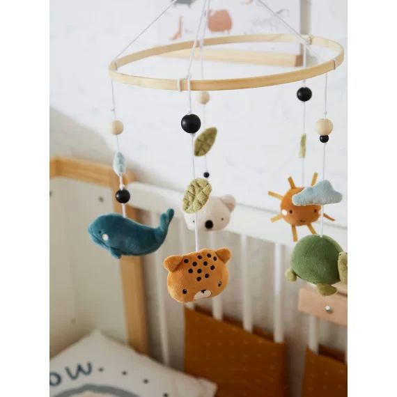 Mobile musical MINI ZOO beige / multicolore