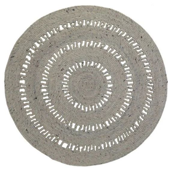 Tapis Enfant Bibek Tissé Main En Coton / Laine Gris Ø110 – Nattiot Gris