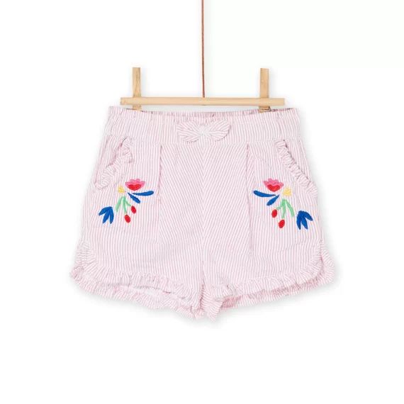 Short Blanc Et Rose À Imprimé À Rayures