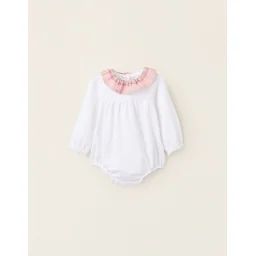 Body En Coton Avec Col À Carreaux Blanc