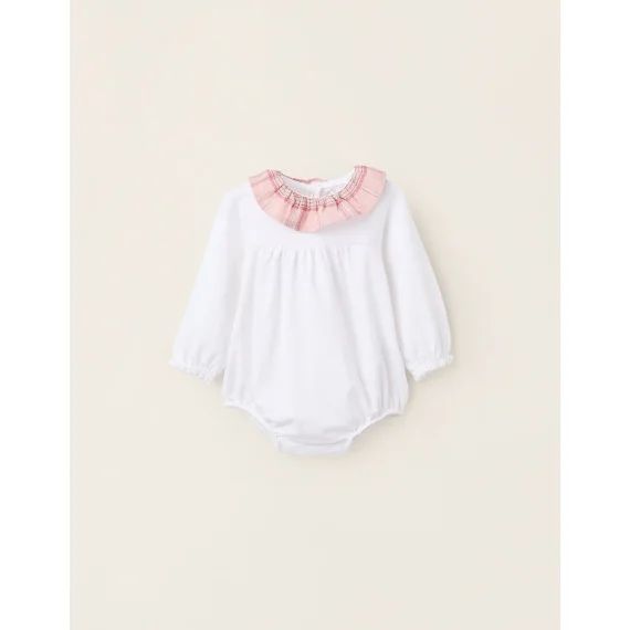 Body En Coton Avec Col À Carreaux Blanc
