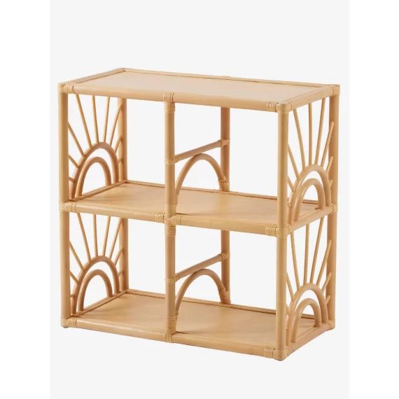 Meuble de rangement 4 cases rotin Soleil bois