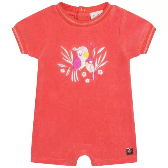 Combi-short brodé en éponge Fille Orange