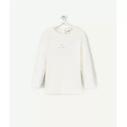T-shirt bébé fille écru avec message pailleté en coton bio –  – Soldes